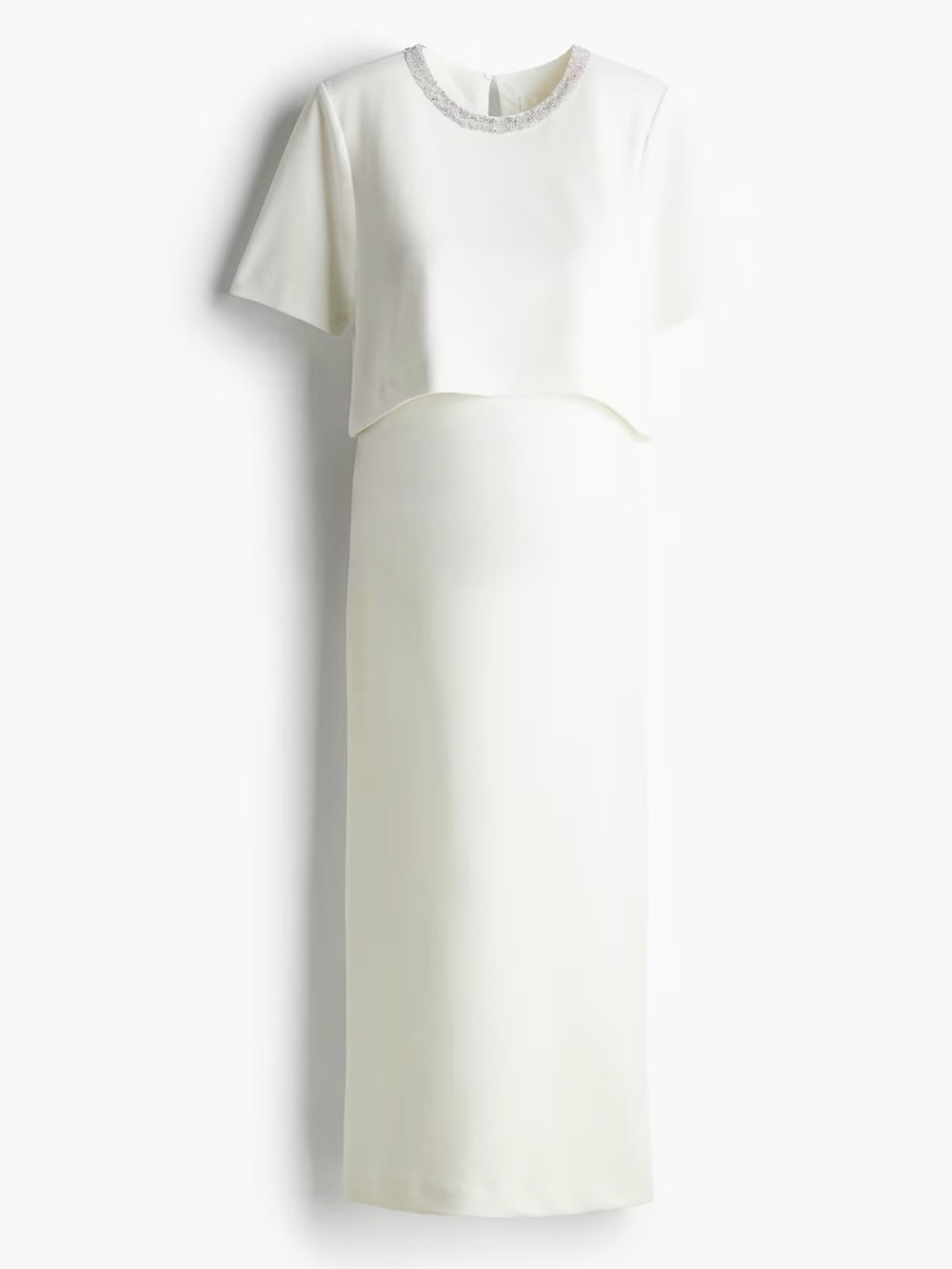 H&M Maternity Ivory Two-Piece Top and Skirt with Embellished Neckline